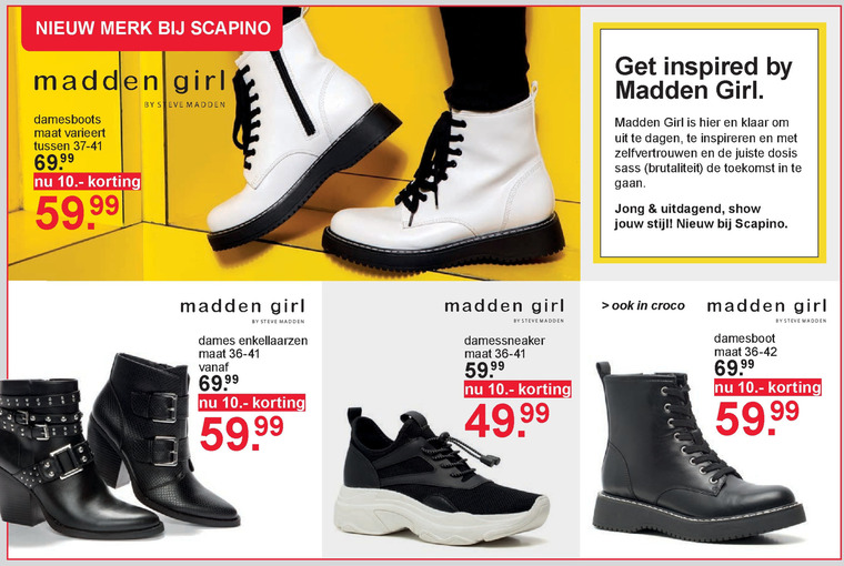 madden girl   enkellaarsjes, dames sneakers folder aanbieding bij  Scapino - details