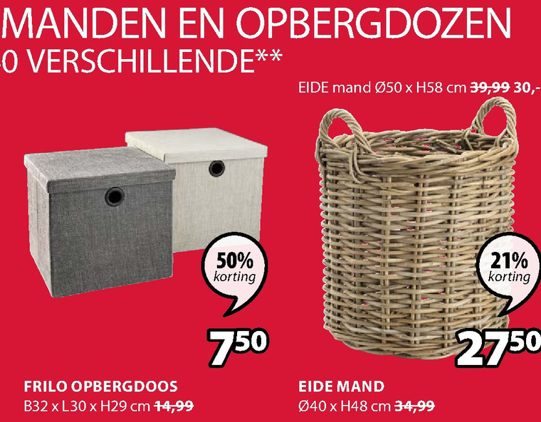 Tegenwerken Relatie Bang om te sterven mand, opbergdoos folder aanbieding bij Jysk - details