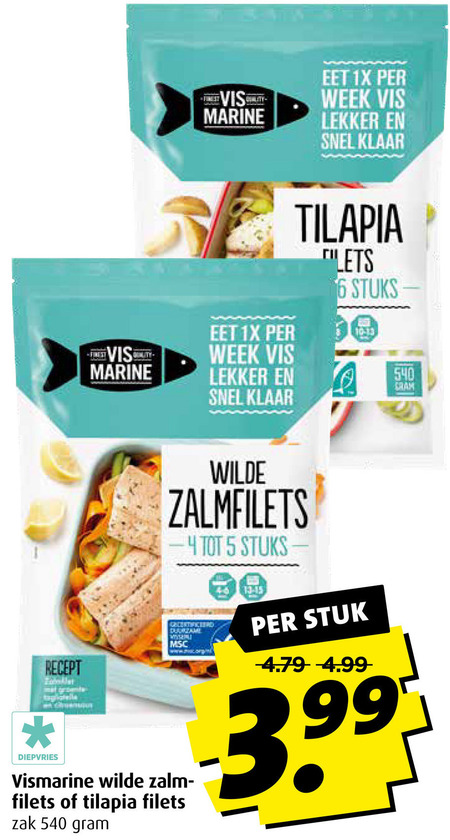 Vis Marine   zalmfilet, tilapia folder aanbieding bij  Boni - details