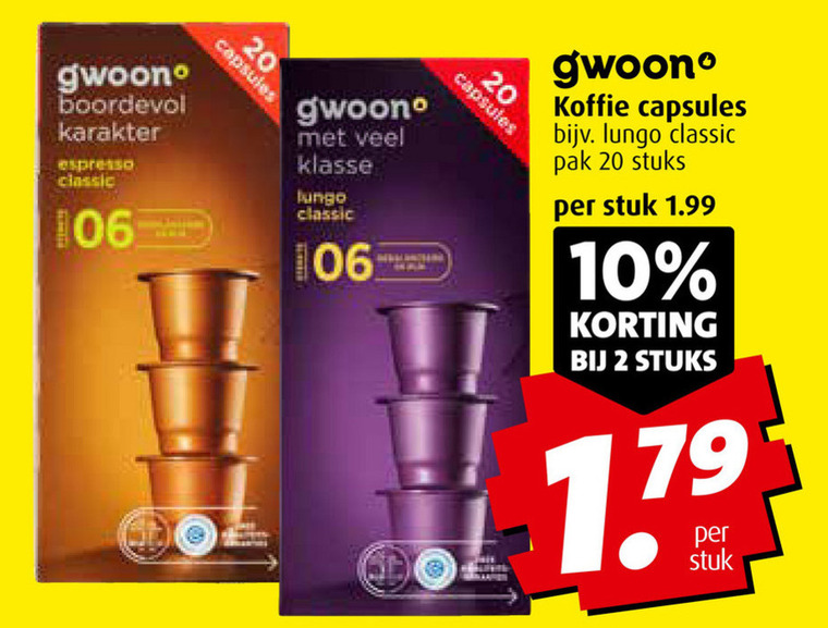 Gwoon   koffiecups folder aanbieding bij  Boni - details