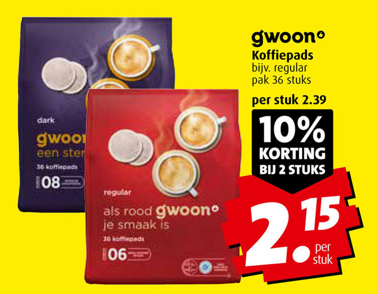 Gwoon   koffiepad folder aanbieding bij  Boni - details