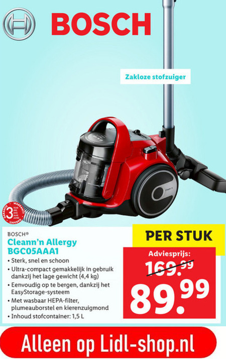 Bosch   stofzuiger folder aanbieding bij  Lidl - details