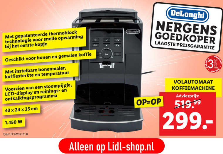 DeLonghi   espressoapparaat folder aanbieding bij  Lidl - details