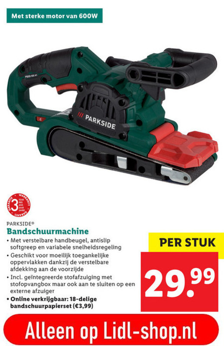 Parkside   bandschuurmachine folder aanbieding bij  Lidl - details