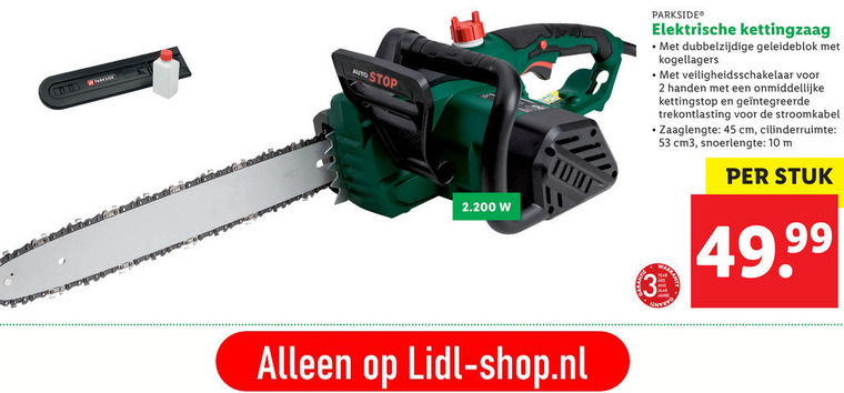 Parkside   kettingzaag folder aanbieding bij  Lidl - details