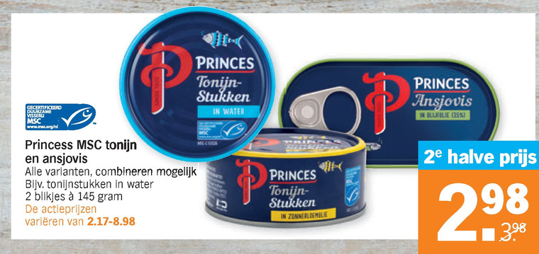 Princes   ansjovis, tonijn in blik folder aanbieding bij  Albert Heijn - details