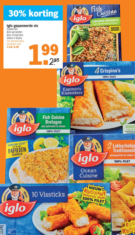 Iglo   kibbeling, vissticks folder aanbieding bij  Albert Heijn - details