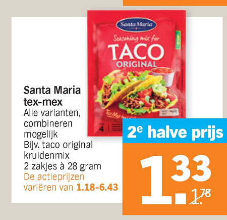 Santa Maria   maaltijdsaus, maaltijdmix folder aanbieding bij  Albert Heijn - details