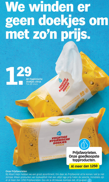 Albert Heijn Huismerk   vochtige schoonmaakdoekjes folder aanbieding bij  Albert Heijn - details