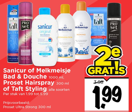 Melkmeisje   hairspray, haargel folder aanbieding bij  Vomar - details