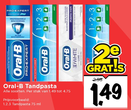 Oral-B   tandpasta folder aanbieding bij  Vomar - details