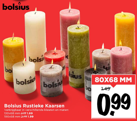 Bolsius   rustieke kaarsen folder aanbieding bij  Vomar - details