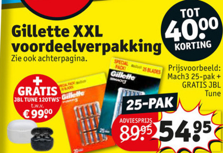 Gillette   scheermesjes folder aanbieding bij  Kruidvat - details