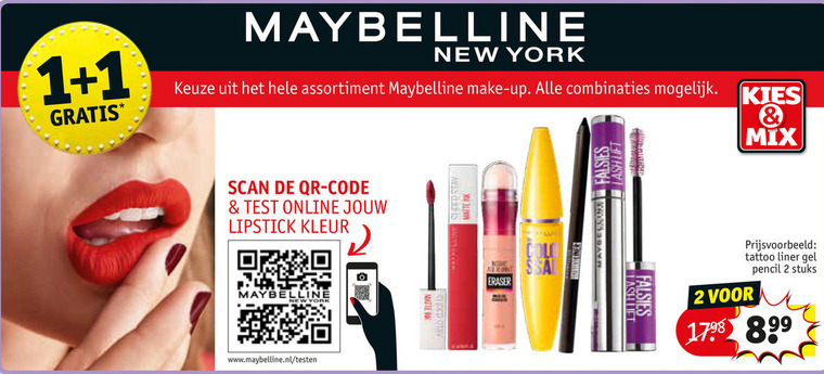 Maybelline   foundation, lipstick folder aanbieding bij  Kruidvat - details