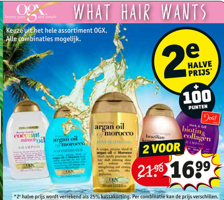 OGX   conditioner, shampoo folder aanbieding bij  Kruidvat - details