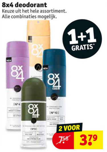 8x4   deodorant folder aanbieding bij  Kruidvat - details