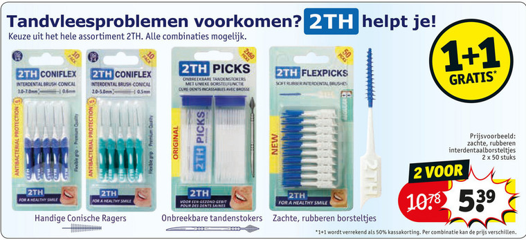 2TH   tandenstokers, interdentale ragers folder aanbieding bij  Kruidvat - details