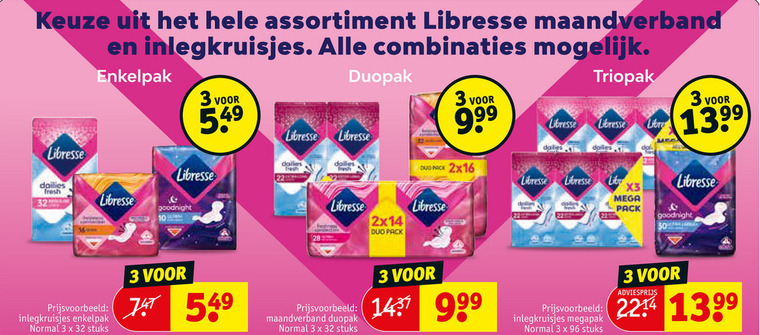 Libresse   maandverband, inlegkruisjes folder aanbieding bij  Kruidvat - details