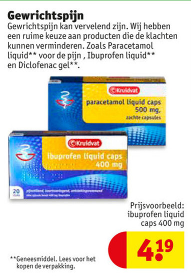 Kruidvat Huismerk   paracetamol, pijnremmer folder aanbieding bij  Kruidvat - details