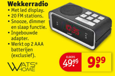 Watshome   wekkerradio folder aanbieding bij  Kruidvat - details