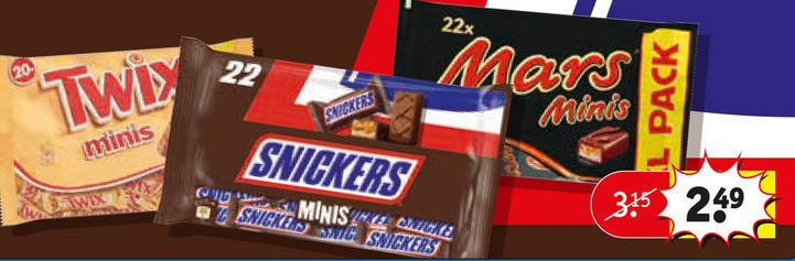 Snickers   mini chocoladerepen folder aanbieding bij  Kruidvat - details