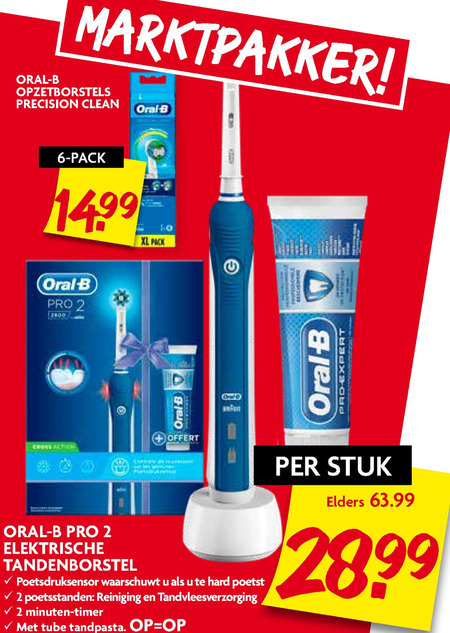 Braun Oral-B   opzetborstel, electrische tandenborstel folder aanbieding bij  Dekamarkt - details