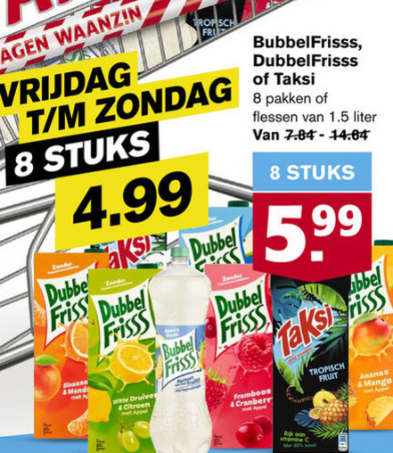 Dubbelfrisss   frisdrank, fruitdrank folder aanbieding bij  Hoogvliet - details