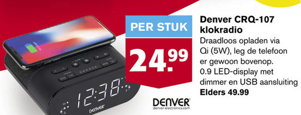 Denver   wekkerradio folder aanbieding bij  Hoogvliet - details