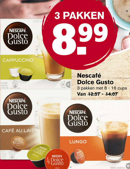 Nescafe   dolce gusto capsules folder aanbieding bij  Hoogvliet - details