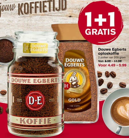 Douwe Egberts   oploskoffie folder aanbieding bij  Hoogvliet - details