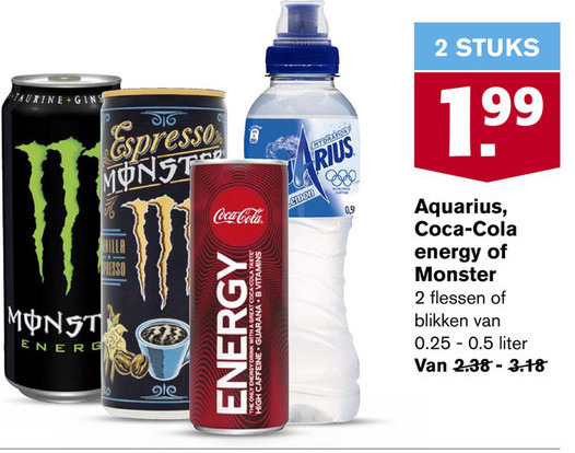 Monster   cola, energiedrank folder aanbieding bij  Hoogvliet - details