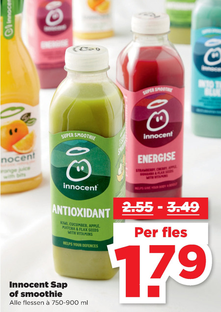 Innocent   vruchtensap, fruitsmoothie folder aanbieding bij  Plus - details