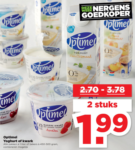 Optimel   vruchtenyoghurt, kwark folder aanbieding bij  Plus - details