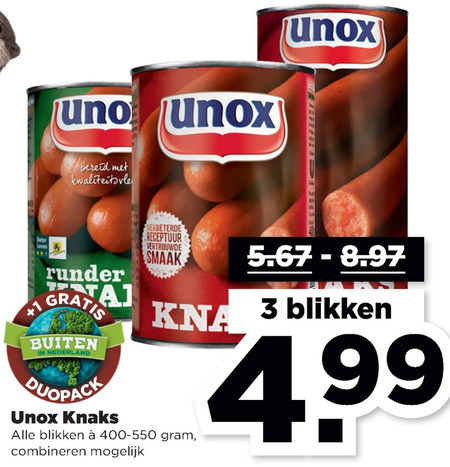 Unox   knakworst folder aanbieding bij  Plus - details