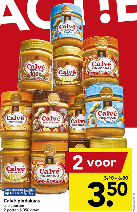 Calve   pindakaas folder aanbieding bij  Deen - details