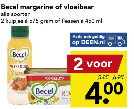 Becel   olie en vetten, margarine folder aanbieding bij  Deen - details