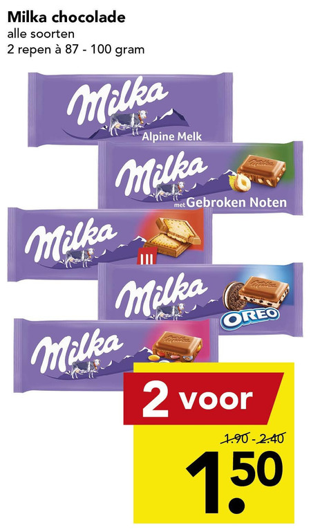 Milka   chocolade folder aanbieding bij  Deen - details