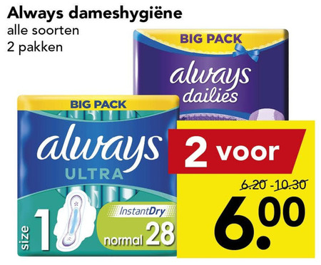 Always   maandverband, inlegkruisjes folder aanbieding bij  Deen - details