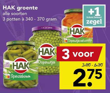 Hak   groenteconserven, bonen folder aanbieding bij  Deen - details