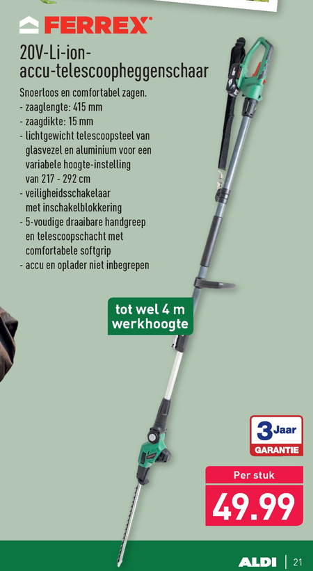 Ferrex   heggenschaar folder aanbieding bij  Aldi - details