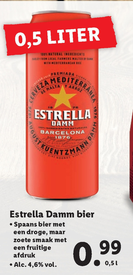 Estrella Damm   bier folder aanbieding bij  Lidl - details