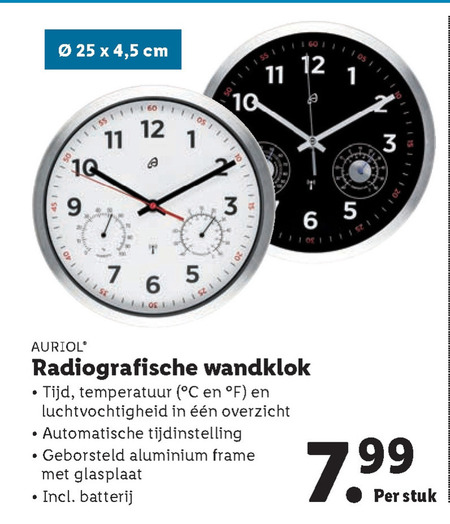 Auriol   wandklok folder aanbieding bij  Lidl - details