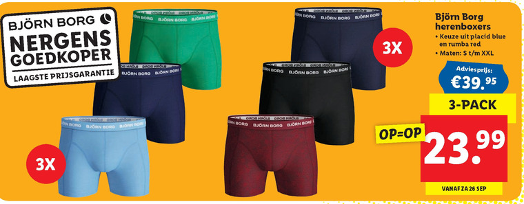 geboorte Artistiek opener Bjorn Borg heren boxershort folder aanbieding bij Lidl - details