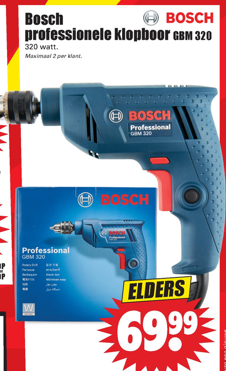 Retoucheren Ladder Verlichting Bosch klopboormachine folder aanbieding bij Dirk - details