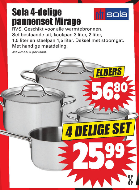 Sola   pannenset folder aanbieding bij  Dirk - details