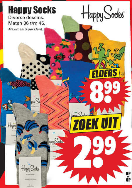 Happy Socks   herensokken, damessok folder aanbieding bij  Dirk - details