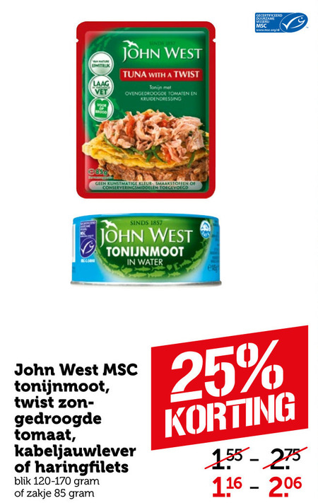 John West   tonijn in blik, haring folder aanbieding bij  Coop - details