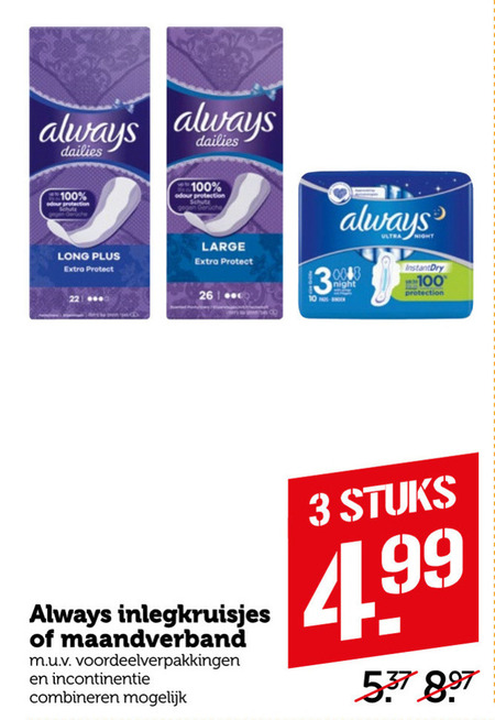 Always   maandverband, inlegkruisjes folder aanbieding bij  Coop - details