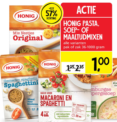 Honig   macaroni, maaltijdmix folder aanbieding bij  Jan Linders - details