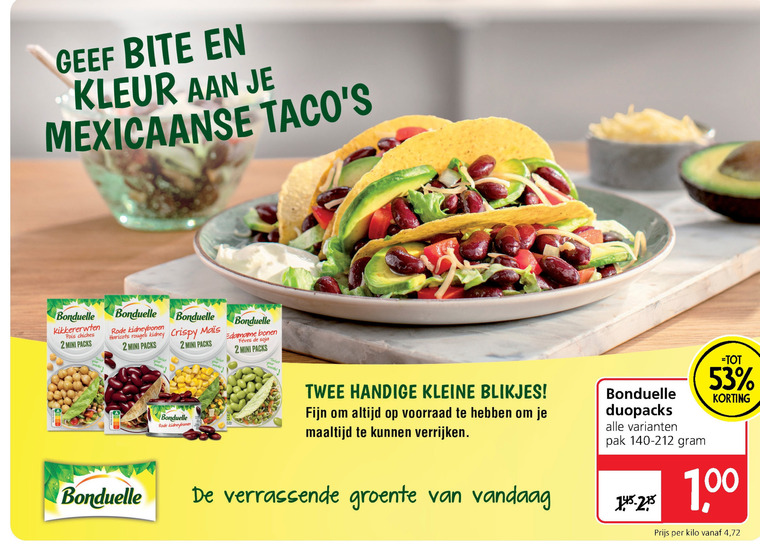 Bonduelle   groenteconserven folder aanbieding bij  Jan Linders - details